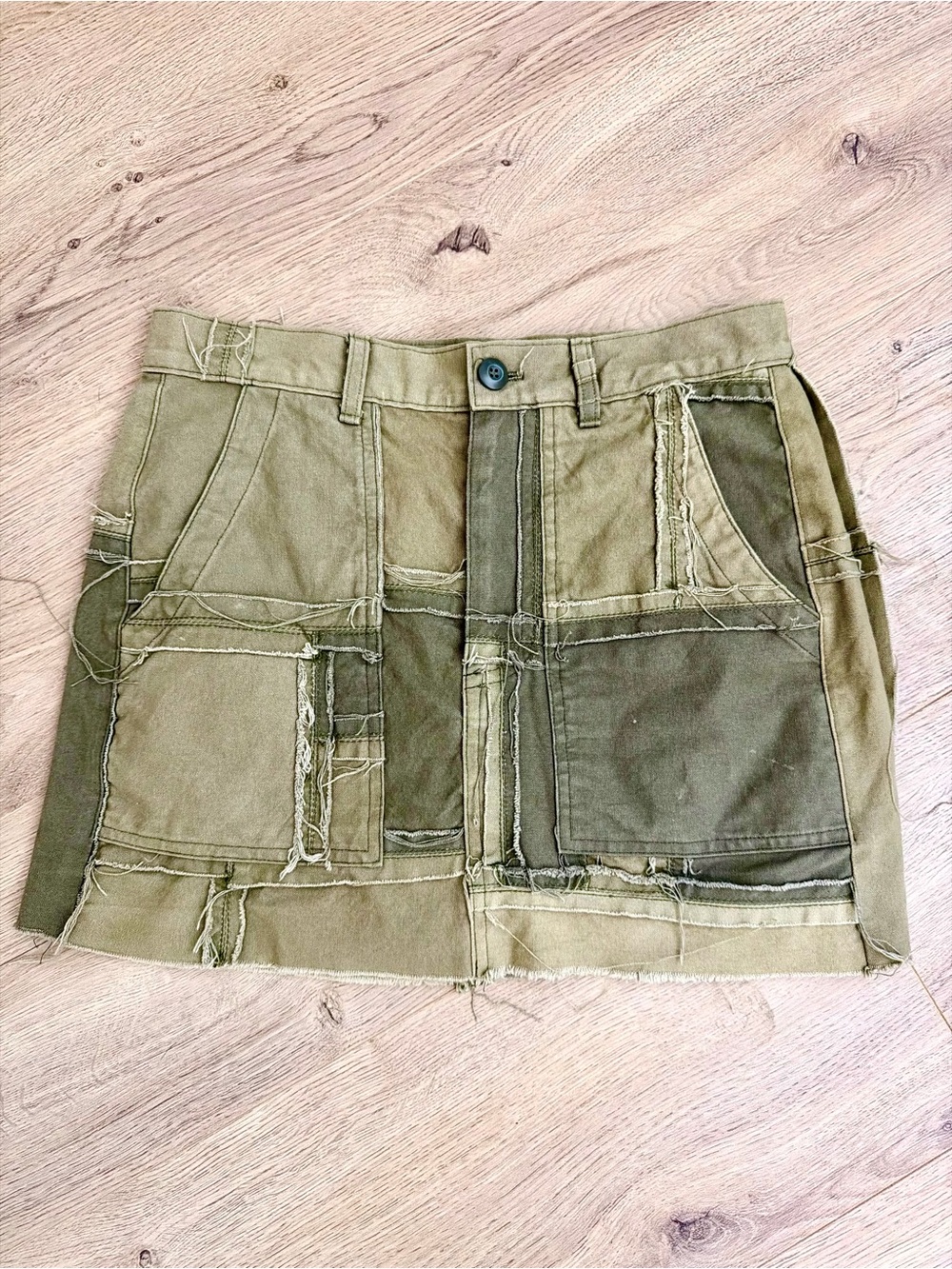 NSF Olive Patchwork Mini Skirt